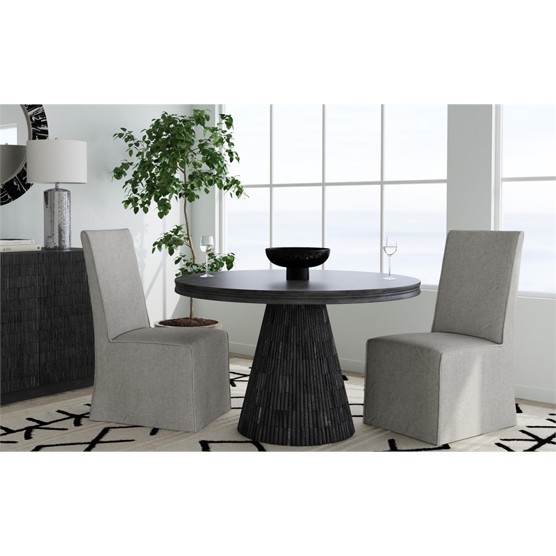 Pemberly Row Contemporary Black Dining Table in Solid Mango Wood