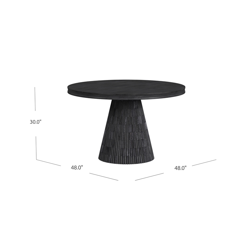 Pemberly Row Contemporary Black Dining Table in Solid Mango Wood