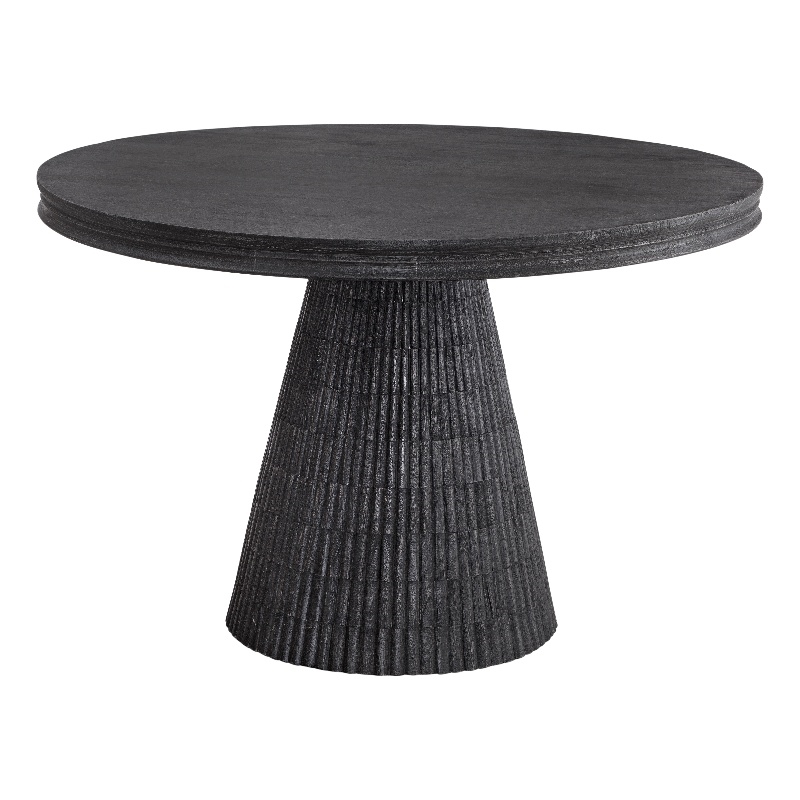 Pemberly Row Contemporary Black Dining Table in Solid Mango Wood