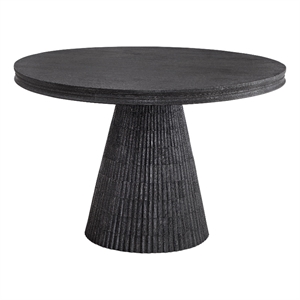 Pemberly Row Contemporary Black Dining Table in Solid Mango Wood