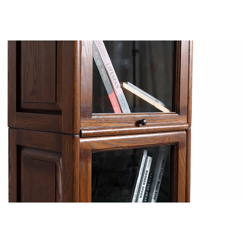 Pemberly Row Contemporary Wood Barrister Bookcase in Solid Walnut