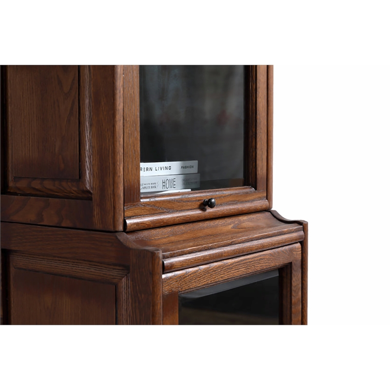 Pemberly Row Contemporary Wood Barrister Bookcase in Solid Walnut