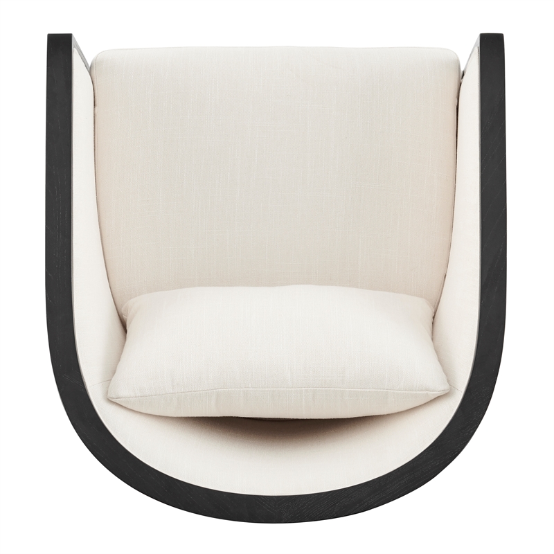 Pemberly Row Accent Arm Chair with Rattan in Black Leg Color