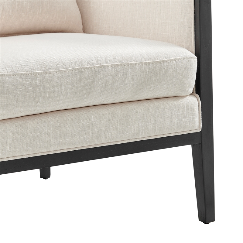 Pemberly Row Accent Arm Chair with Rattan in Black Leg Color