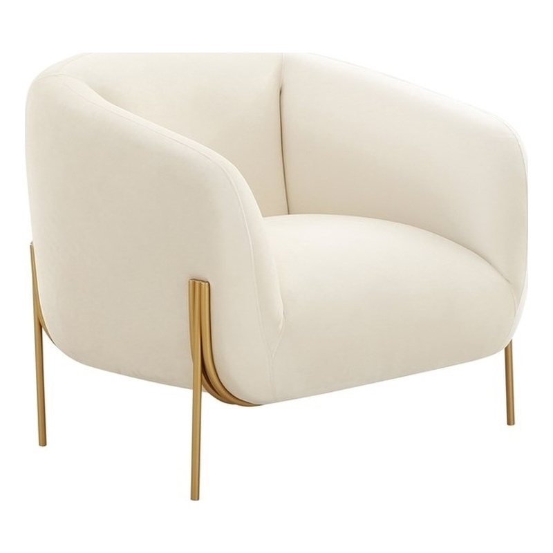 Pemberly Row Modern / Contemporary Cream Velvet Accent Chair