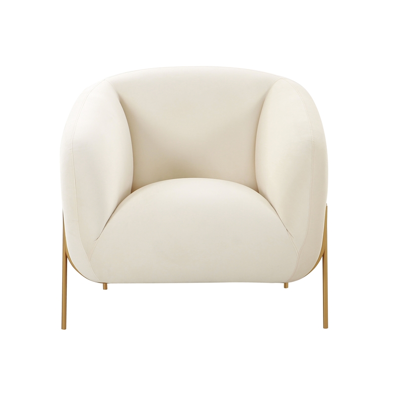 Pemberly Row Modern / Contemporary Cream Velvet Accent Chair