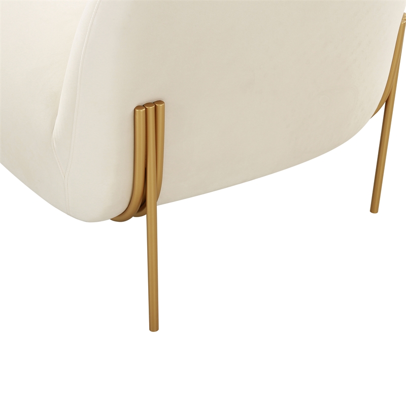 Pemberly Row Modern / Contemporary Cream Velvet Accent Chair
