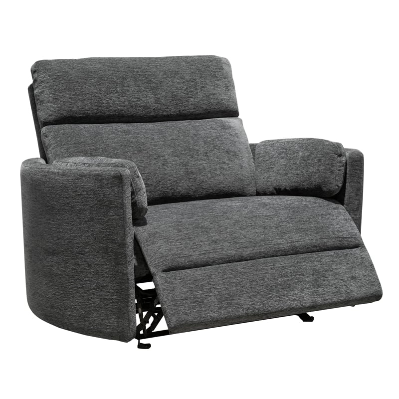 Pemberly Row Modern XL Fabric Power Glider Recliner in Charcoal