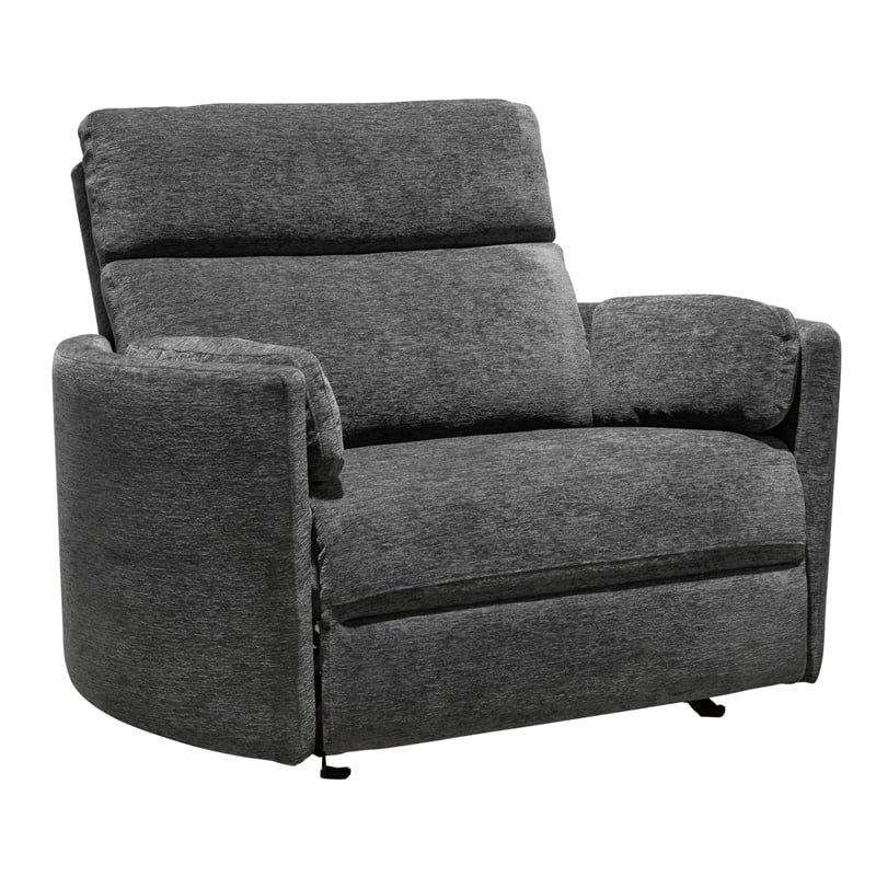 Pemberly Row Modern XL Fabric Power Glider Recliner in Charcoal