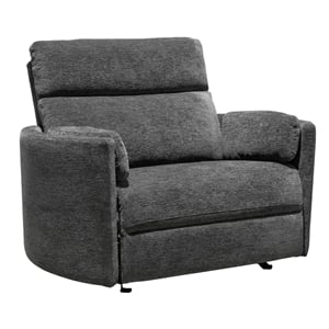 Pemberly Row Modern XL Fabric Power Glider Recliner in Charcoal