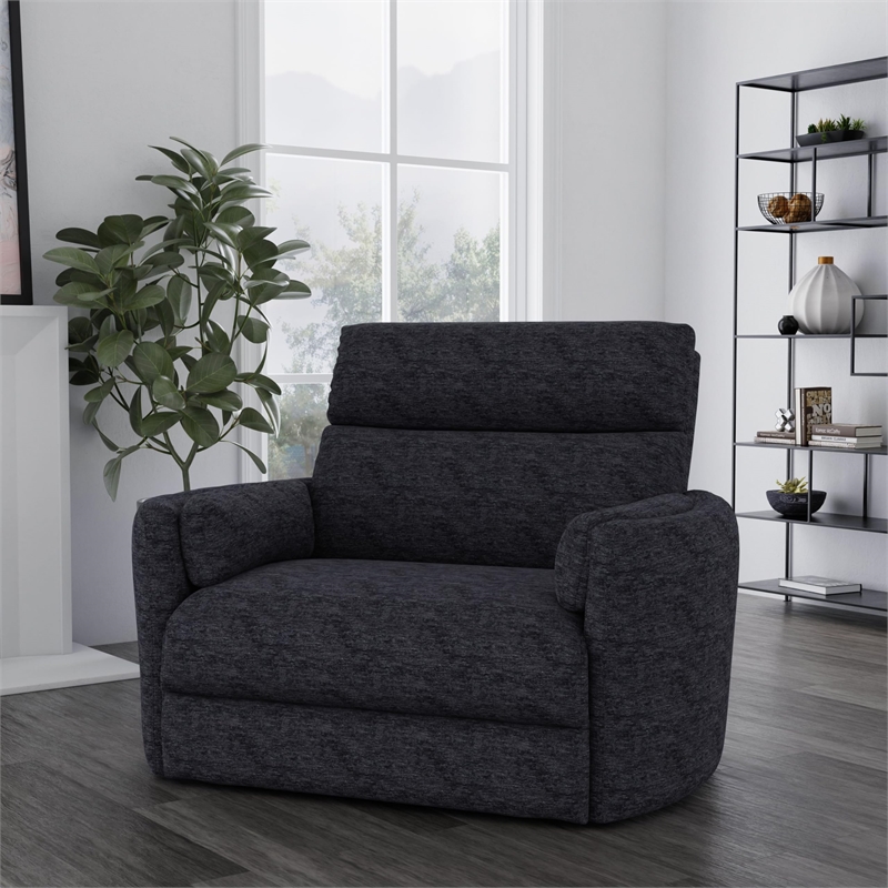 Pemberly Row Modern XL Fabric Power Glider Recliner in Charcoal