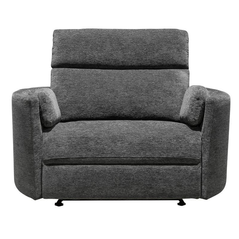 Pemberly Row Modern XL Fabric Power Glider Recliner in Charcoal