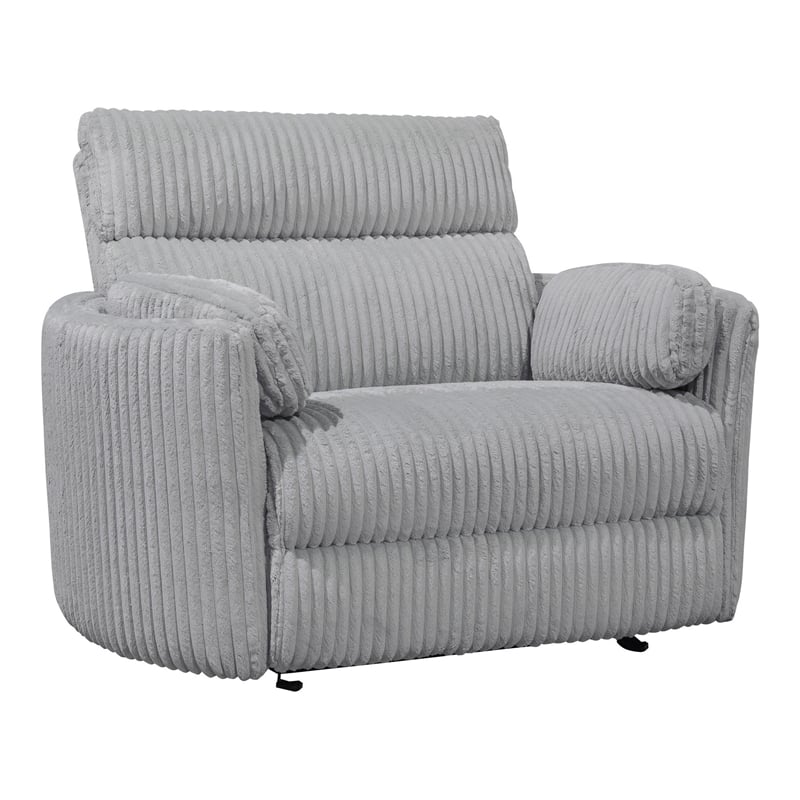 Pemberly Row Modern XL Fabric Power Glider Recliner in Mega Gray
