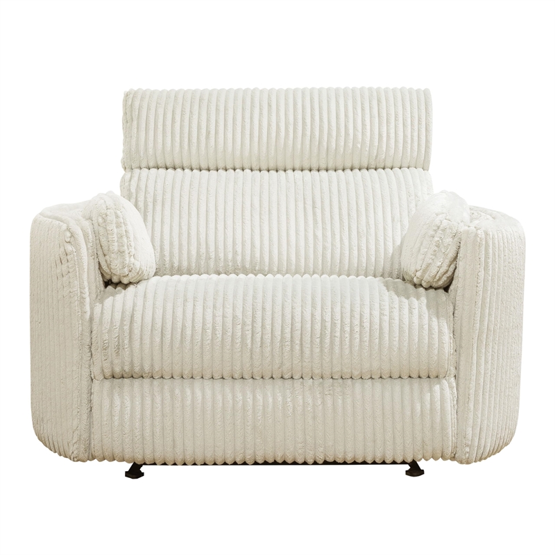 Pemberly Row Contemporary XL Fabric Power Glider Recliner in Ivory
