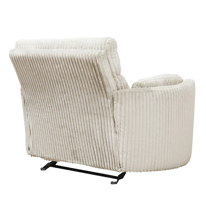 Pemberly Row Contemporary XL Fabric Power Glider Recliner in Ivory