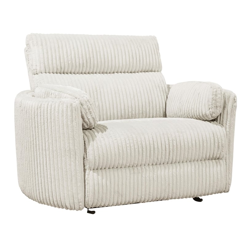 Pemberly Row Contemporary XL Fabric Power Glider Recliner in Ivory