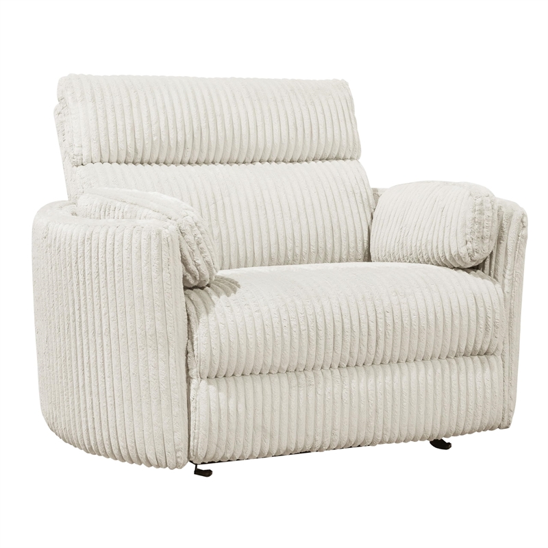 Pemberly Row Contemporary XL Fabric Power Glider Recliner in Ivory