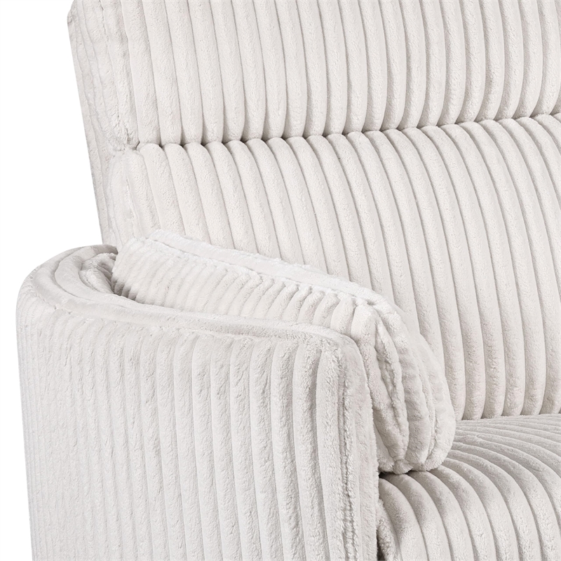 Pemberly Row Contemporary XL Fabric Power Glider Recliner in Ivory
