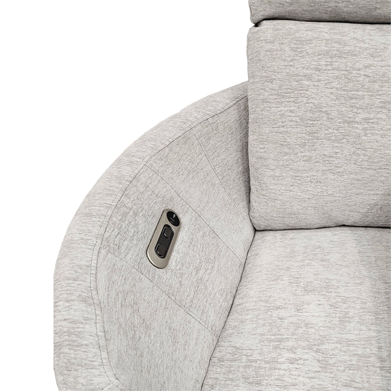 Pemberly Row Contemporary XL Fabric Power Glider Recliner in Ivory
