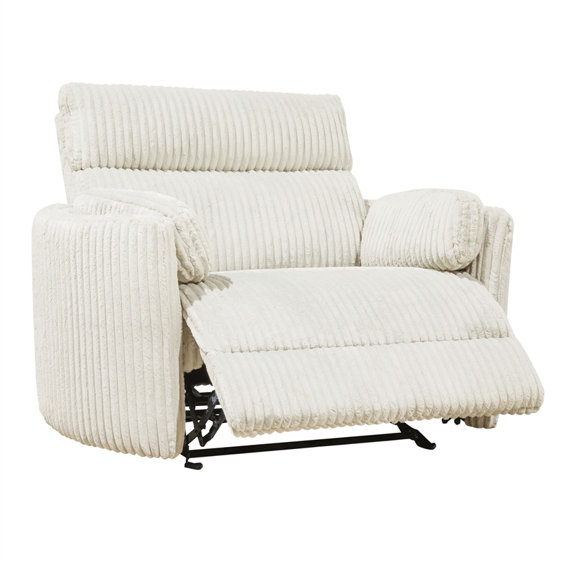 Pemberly Row Contemporary XL Fabric Power Glider Recliner in Ivory