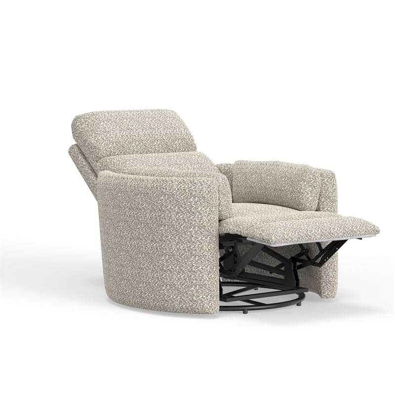 Pemberly Row Contemporary Fabric Swivel Glider Recliner in White