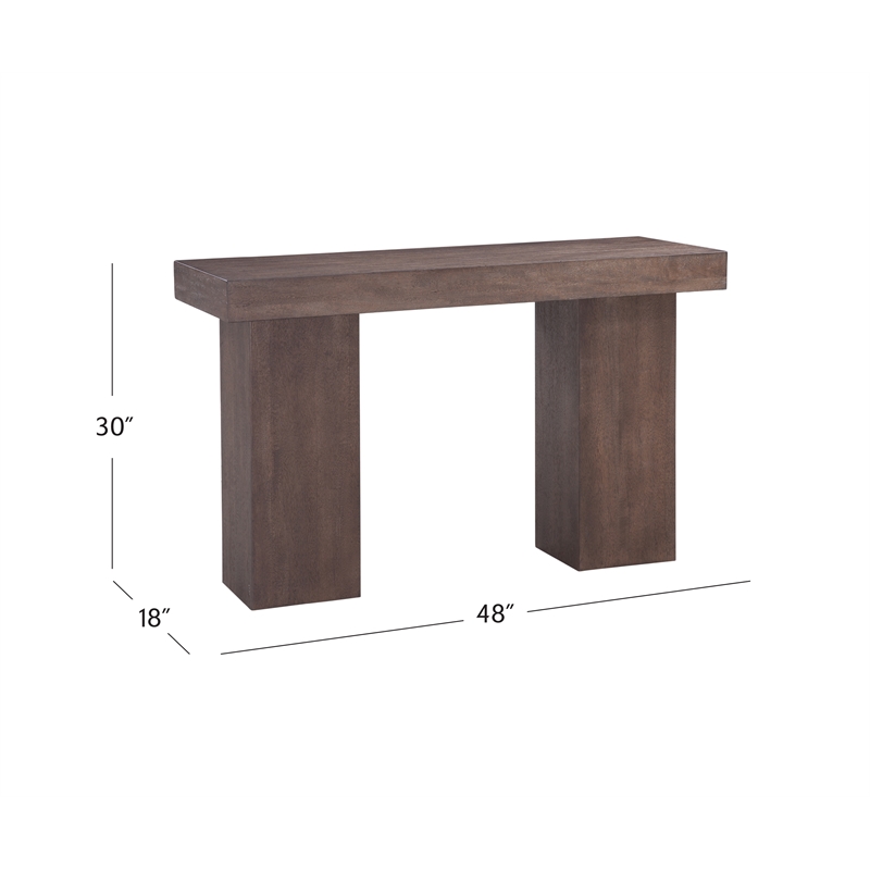 Pemberly Row Modern Brown Oak Console in Dark Brown Mango Wood