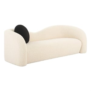 Pemberly Row Modern / Contemporary Beige Faux Shearling 84&quot Sofa