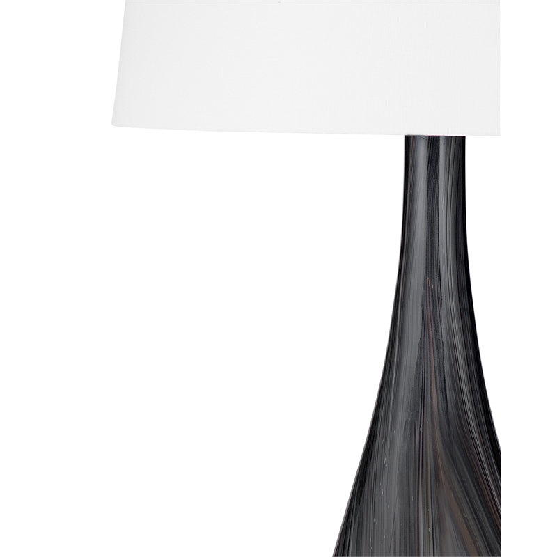 Pemberly Row Contemporary Black Glass Table Lamp in Black Glass