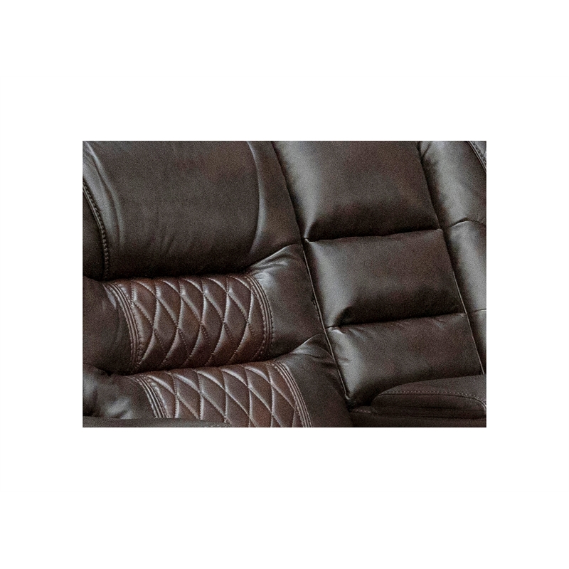 Pemberly Row 5 Piece Faux Leather Reclining Sectional in Brown