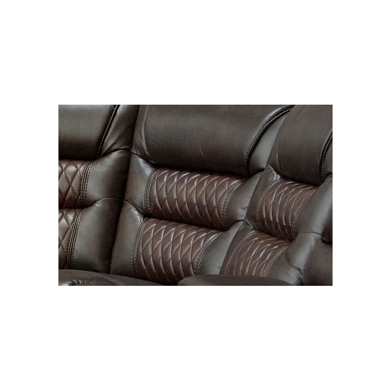 Pemberly Row 5 Piece Faux Leather Reclining Sectional in Brown