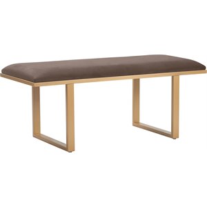 Pemberly Row Modern Velvet Upholstered Bench Chocolate Brown