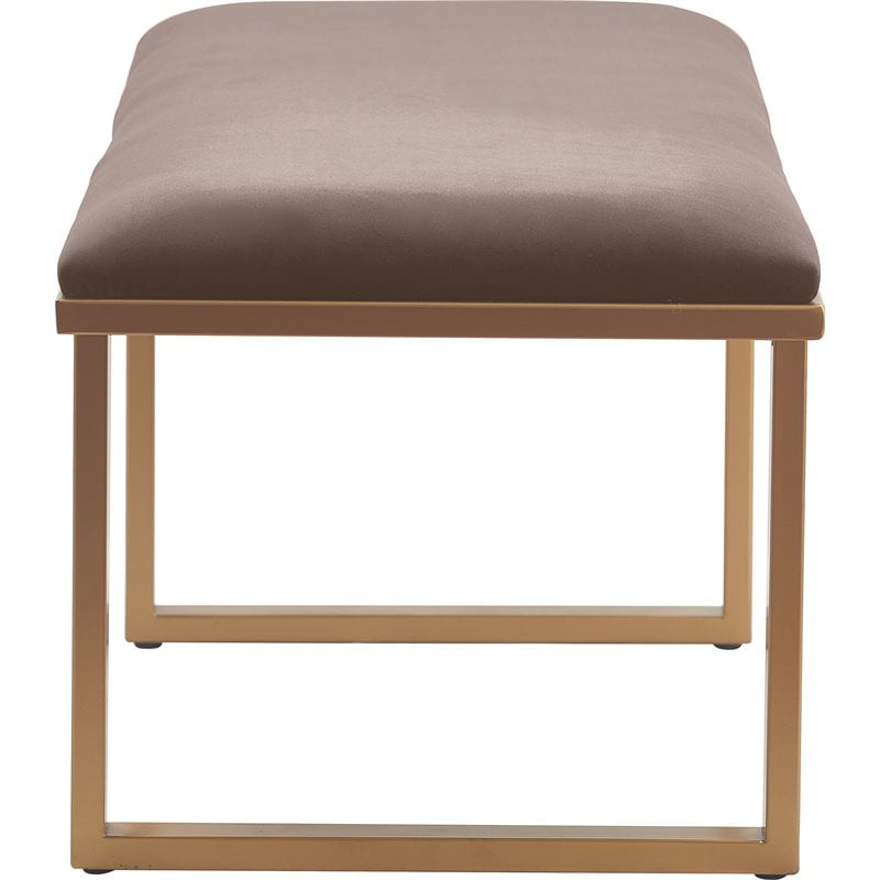 Pemberly Row Modern Velvet Upholstered Bench Chocolate Brown
