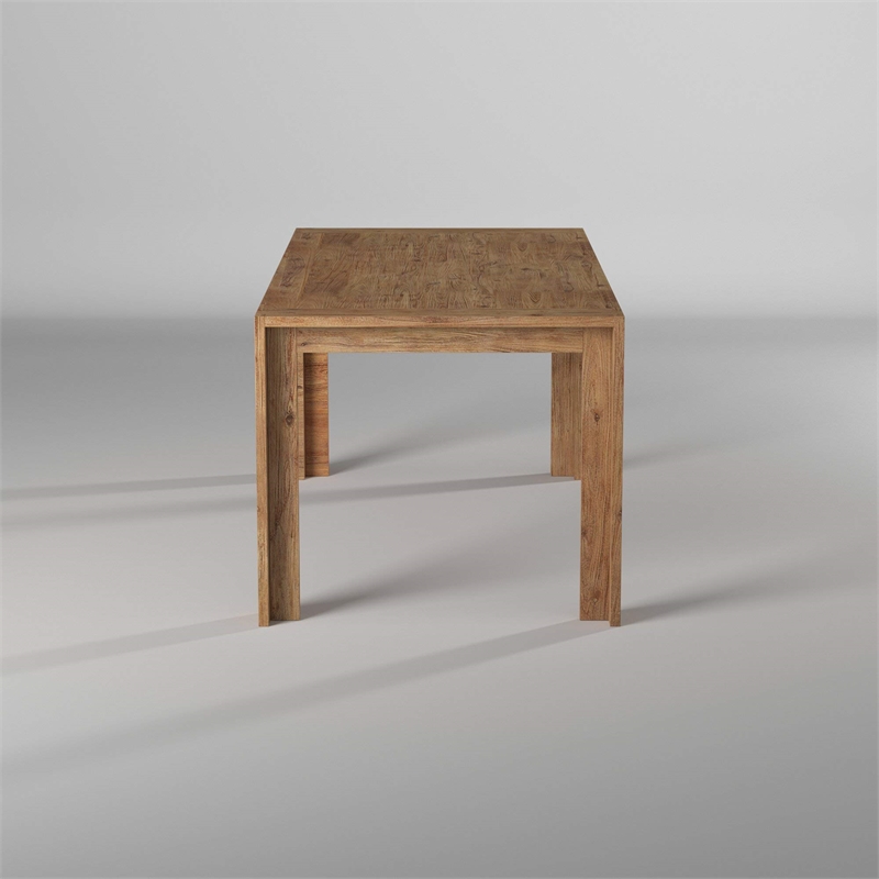 Pemberly Row Fixed Wood Top Dining Table in Antique Natural (Brown)