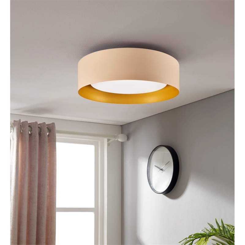 Pemberly Row Metal Flush Mount Ceiling Light in White and Blue