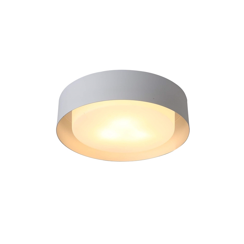 Pemberly Row Metal Flush Mount Ceiling Light in White and Blue