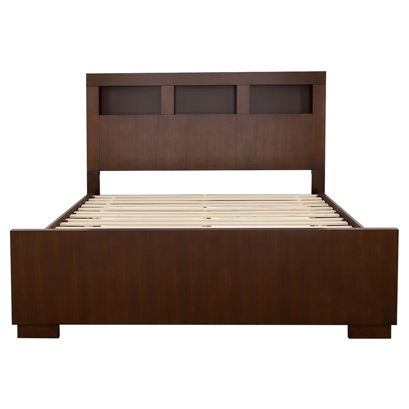 Pemberly Row Bookcase Wood Eastern King Platform Bed in Cappuccino