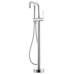 Pemberly Row Freestanding Polished Chrome Tub Faucet with Hand Shower