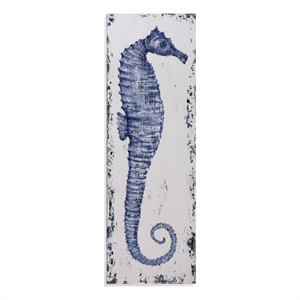 Pemberly Row Hand Painted Canvas Fabric & Pine Wood Painting in Blue