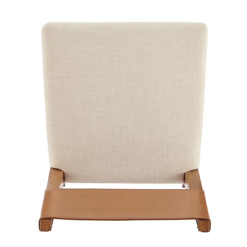Pemberly Row PU/ Fabric Dining Side Chair in Brown/Beige (Set of 2)