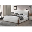 Pemberly Row Contemporary Boucle Fabric Upholstered Queen Bed in White & Walnut