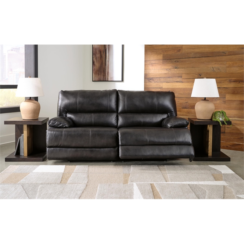 Pemberly Row Contemporary Mountainous Black Power Reclining Sofa