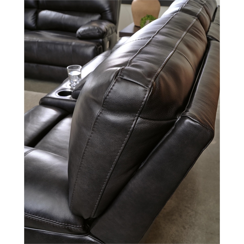 Pemberly Row Contemporary Mountainous Black Power Reclining Sofa