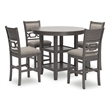Pemberley Row Rubberwood Light Gray Dining Table Round Counter Height Reverse Diamond Pattern 42
