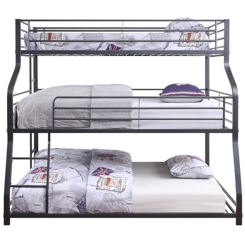 Pemberly Row Modern / Contemporary Triple Bunk Bed in Gunmetal