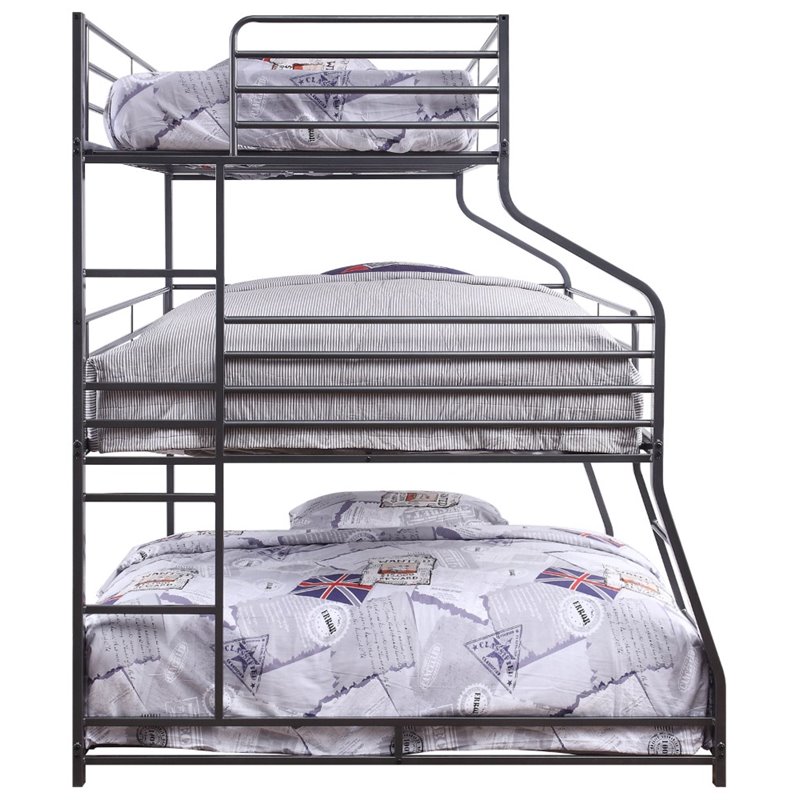 Pemberly Row Modern / Contemporary Triple Bunk Bed in Gunmetal