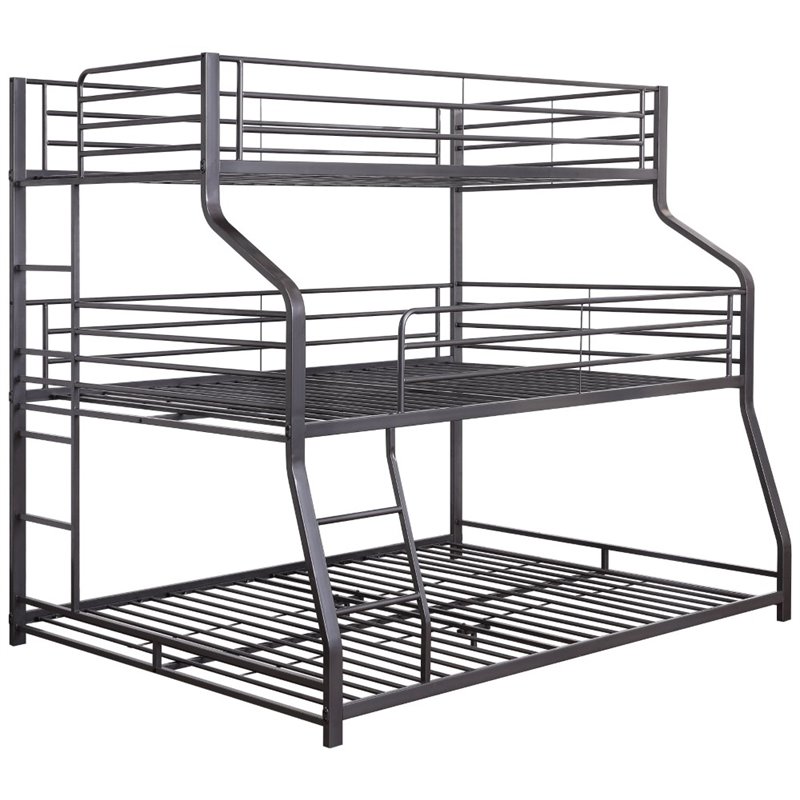 Pemberly Row Modern / Contemporary Triple Bunk Bed in Gunmetal