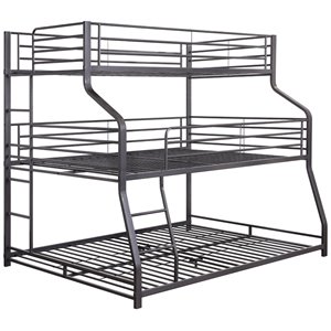 Pemberly Row Modern / Contemporary Triple Bunk Bed in Gunmetal