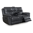 Pemberly Row Contemporary Gray Vinyl Console Recliner Loveseat
