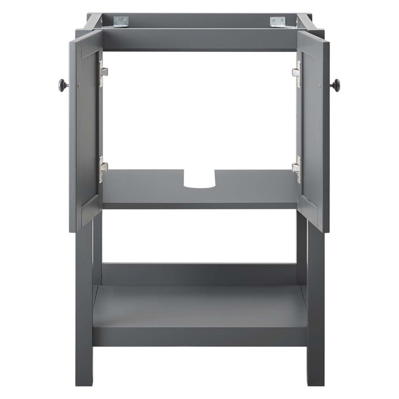 Pemberly Row Soft-Close Doors Modern Wood Bathroom Vanity Cabinet in Gray