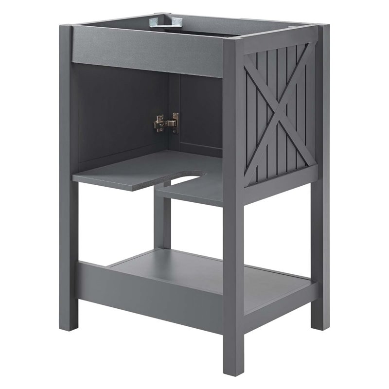 Pemberly Row Soft-Close Doors Modern Wood Bathroom Vanity Cabinet in Gray